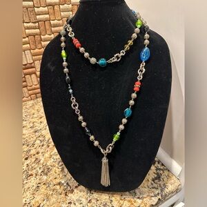 CAbi Gemtone and Antique Gold Neckl Set